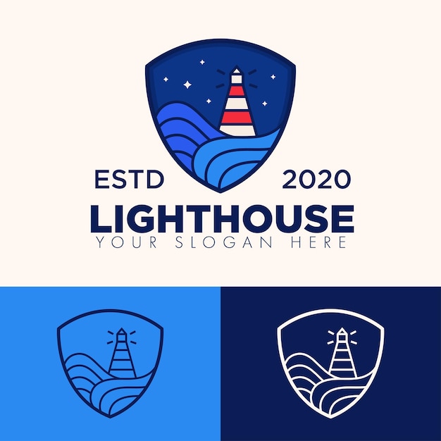 Plik wektorowy prosty minimalistyczny projekt logo tarczy latarni morskiej