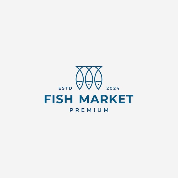 Plik wektorowy prosty, minimalistyczny projekt logo targu rybnego