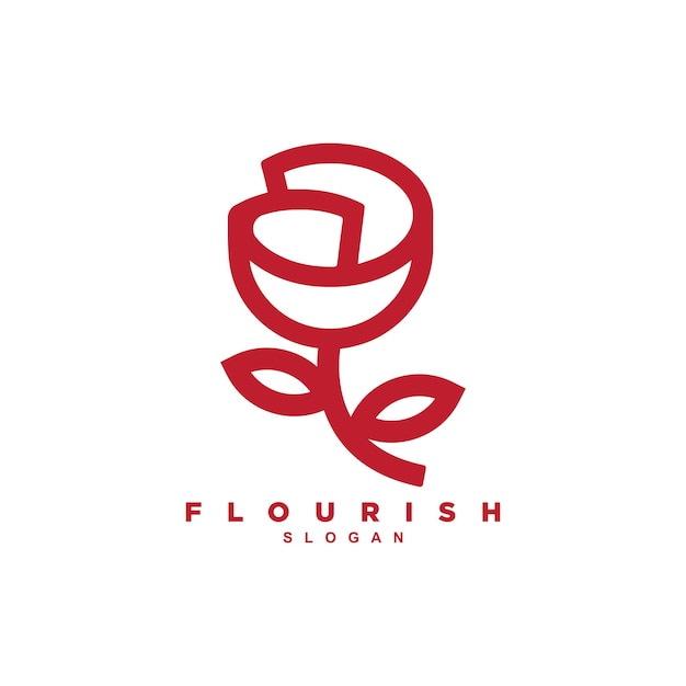 Prosty Monoline Projekt Logo Kwiatu Róży Dla Twojej Marki Lub Firmy