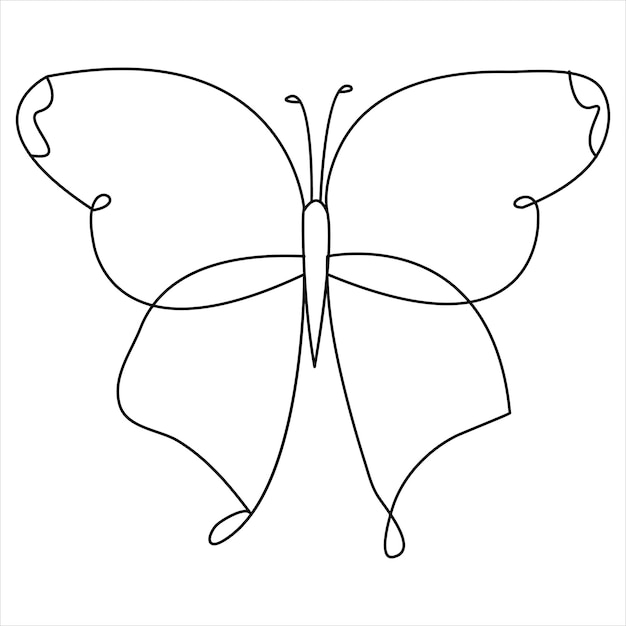 Prosty motyl ciągły rysunek artystyczny na jedną linię i ilustracja wektorowa motyla