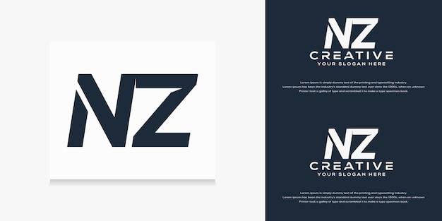 Prosty Nowoczesny Początkowy Szablon Logo Litery Nz