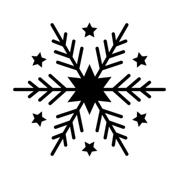 Prosty płatek śniegu z czarnymi liniami.