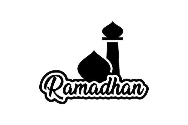 Prosty Projekt Logo Ramadan Kareem I Sylwetka Kopuły Meczetu