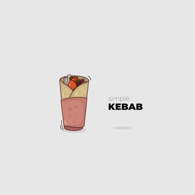 Prosty Szablon Kebab Z Projektem Sztuki Linii W Kreskówce Dla Ikony Kebabu Lub Projektu Maskotki