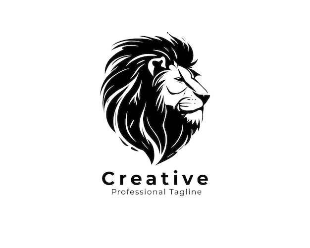 prosty szablon logo z głową czarnego lwa projekt wektorowy plik eps