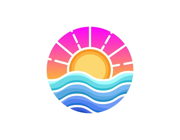 Plik wektorowy prosty szablon projektu logo sunset lub sunrise beach