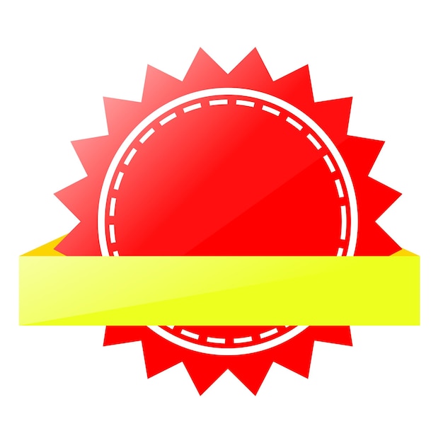 Plik wektorowy prosty wektor świecące słońce kształt czerwony i żółty pusty znacznik, na białym tle