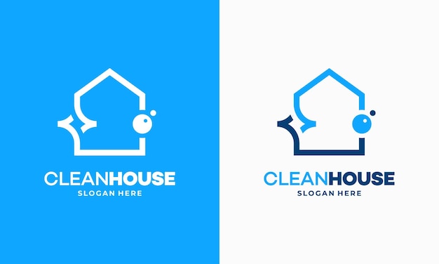 Prosty zarys koncepcji projektowania logo Clean House, wektor logo usługi sprzątania