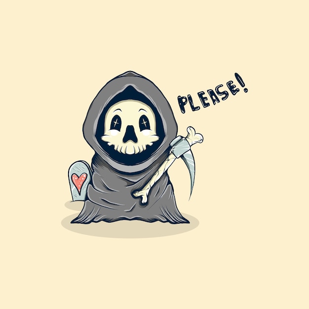 Plik wektorowy proszę o ilustrację wektorową kreskówki grim reaper