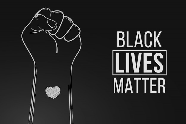 Protest Black Lives Matter. Zamieszki. Powstrzymaj Przemoc Wobec Czarnych. Symbol Pięści Z Sercem.