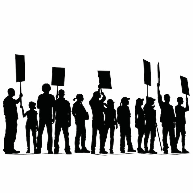 Plik wektorowy protest_rally_march_picket_sign_silhouette