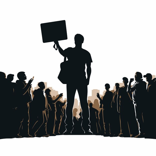 Plik wektorowy protest_rally_march_picket_sign_silhouette