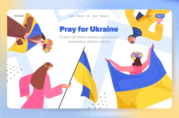 Protestujące Kobiety Trzymające Flagę Ukraińską Modlą Się O Pokój Na Ukrainie, Ratując Ukrainę Przed Rosją, Koncepcja Zatrzymania Wojny