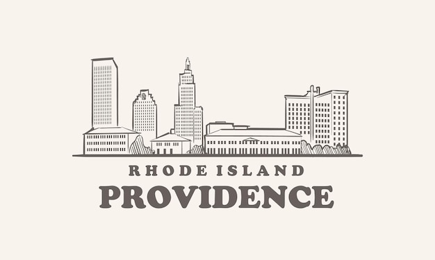 Providence Skyline Rhode Island Narysowane Szkic