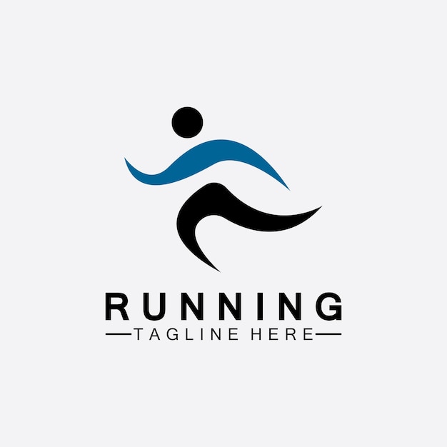 Prowadzenie Ludzi Logo Symbol Wektor Ilustracja Projektu. Zdrowe Bieganie Maraton Sportowcy Sprint Wektor Logo