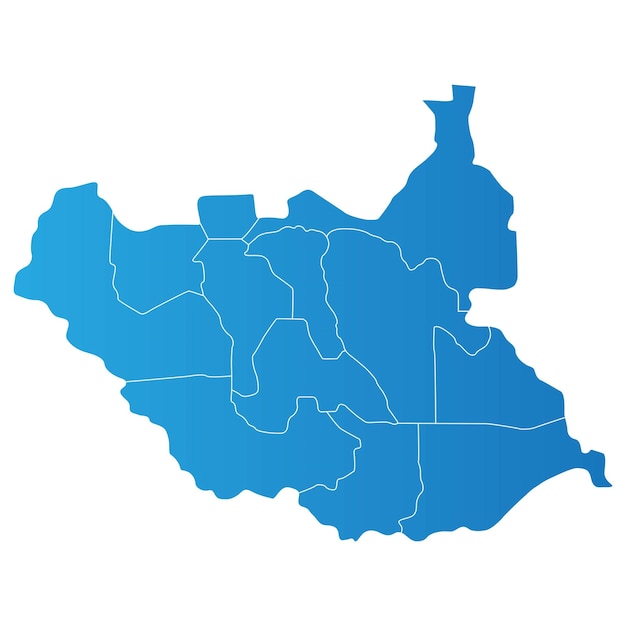 Prowincja Południowy Sudan Kraj mapa lądowa