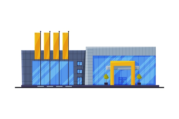 Przedni widok budynku nowoczesnego centrum handlowego Urban Architecture Design Element Flat Vector Illustration
