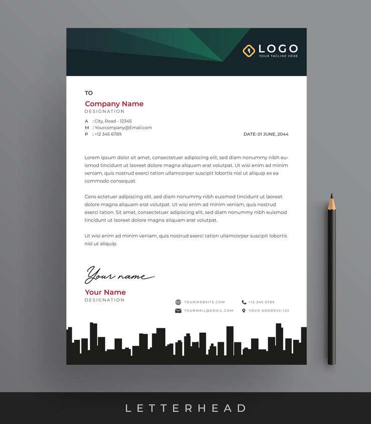 Przedsiębiorczy projekt papierów papierowych ciemnozielony gradient minimalistyczny szablon papierów papierów