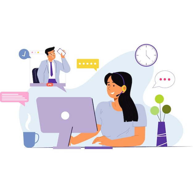 Przedstawiciel obsługi klienta pracujący w ilustracji call center