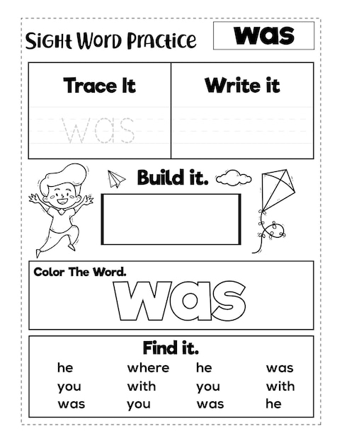 Przedszkole Sight Words ćwiczenie Arkuszy