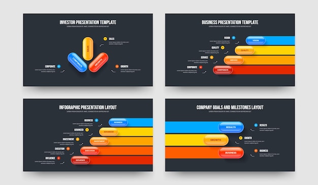 Przegląd biznesowy 3 4 5 3 Element Infographic Slide Design Collection