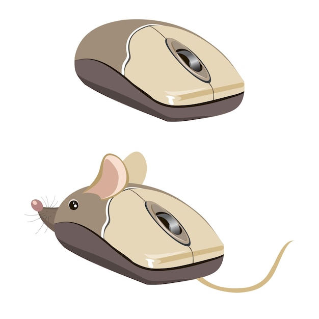 Plik wektorowy przekształcenie komputerowej myszy optycznej w mysz zwierzęcą.