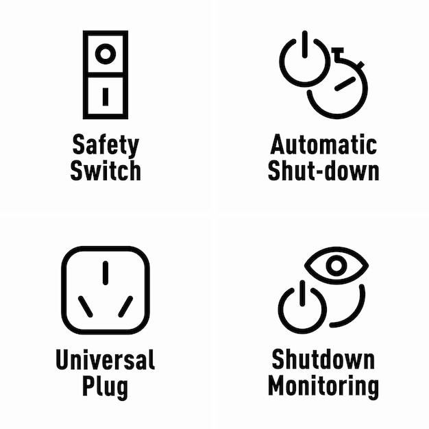 Przełącznik Bezpieczeństwa Automatyczne Wyłączenie Uniwersalne Wyłączenie Wtyczki Monitorowanie Znaków Informacyjnych Wektorowych