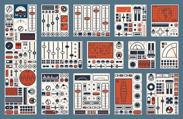 Przełącznik i przyciski panelu sterowania retro deski rozdzielczej
