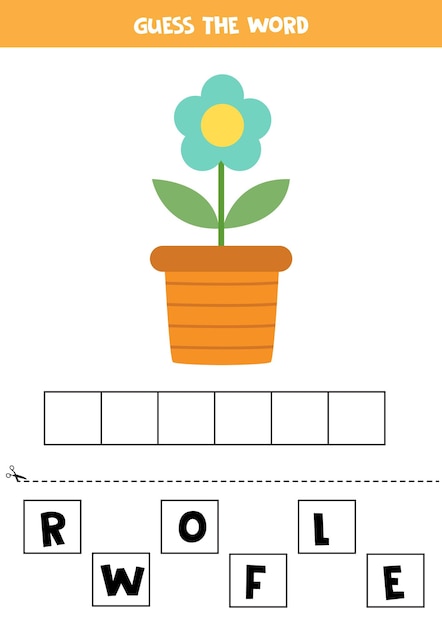 Przeliteruj Słowo Ilustracja Wektorowa Kwiatu W Doniczce Gra Pisowni Dla Dzieci