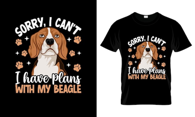 Plik wektorowy przepraszam, nie mogę mieć planów kolorowy graficzny koszulka beagle koszulka projekt