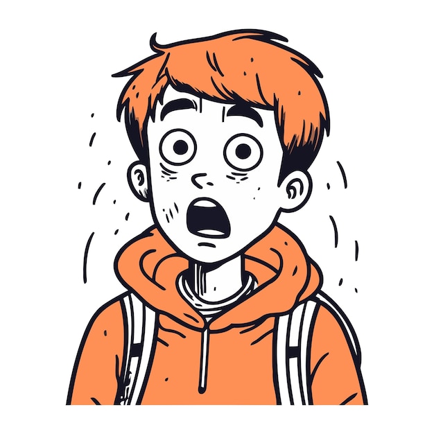 Plik wektorowy przerażony chłopiec z czerwonymi włosami ilustracja wektorowa w stylu kreskówki