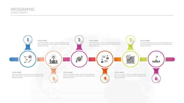 Przetwarzaj Infografikę Z 6 Krokami, Procesem Lub Opcjami.