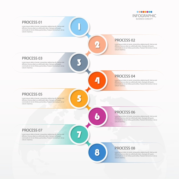 Przetwarzaj Infografikę Z 8 Krokami, Procesem Lub Opcjami.