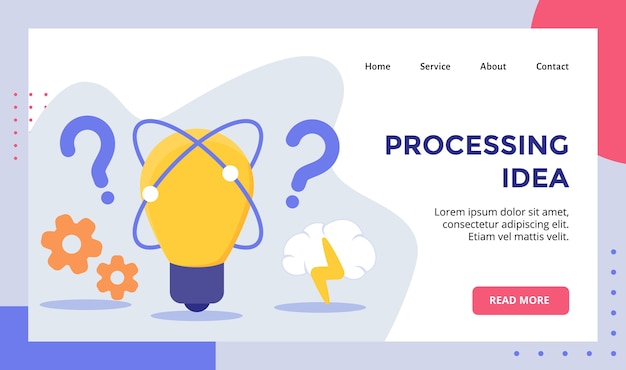 Przetwarzanie Pomysł żarówki Lampy Tło Kampanii Narzędzi Dla Strony Internetowej Strona Główna Strona Główna Szablon Strony Docelowej Baner Z Nowoczesnym
