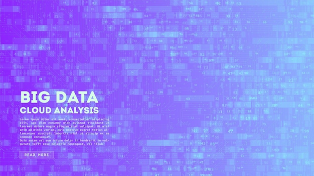 Plik wektorowy przetwarzanie w chmurze big data. wizualizacja blockchain. złożoność informacji w sieciach społecznościowych.