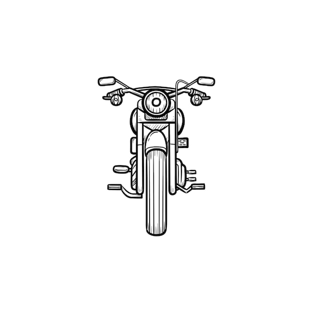 Przód Motocykl Ręcznie Rysowane Konspektu Doodle Ikona. Szybka Jazda, Sport Motocyklowy, Koncepcja Szybkiego Transportu