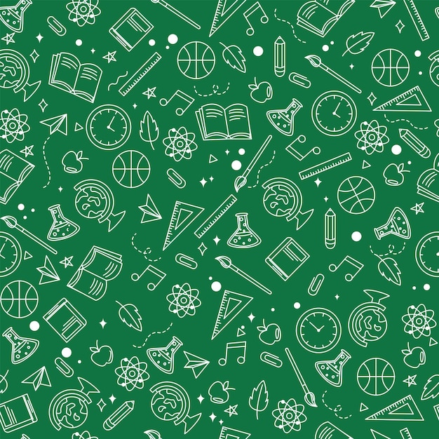 Przybory szkolne Doodle Bezszwy wzór