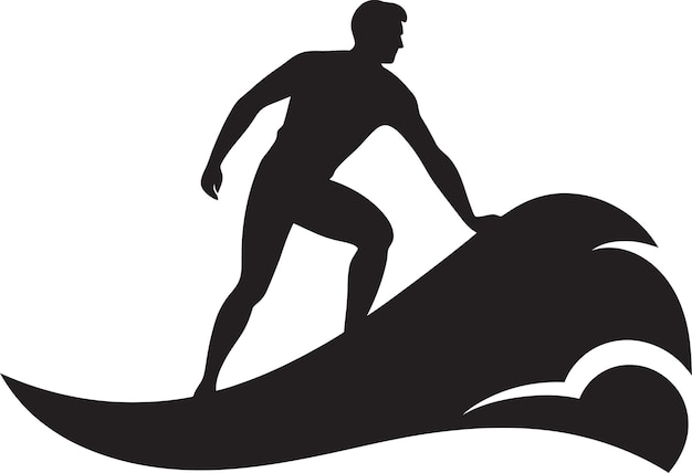 Plik wektorowy przybrzeżna przygoda czarny surfer ikonowy projekt wave riders emblem guy surfing w czarnym
