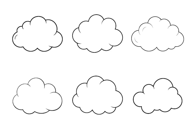 Przyciągająca ilustracja Cloud Line Art Vector Bundle Set dla grafiki cyfrowej i drukowanej