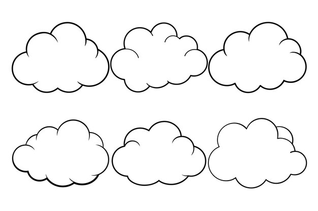Przyciągająca ilustracja Cloud Line Art Vector Bundle Set dla grafiki cyfrowej i drukowanej