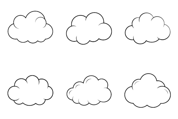 Przyciągająca ilustracja Cloud Line Art Vector Bundle Set dla grafiki cyfrowej i drukowanej