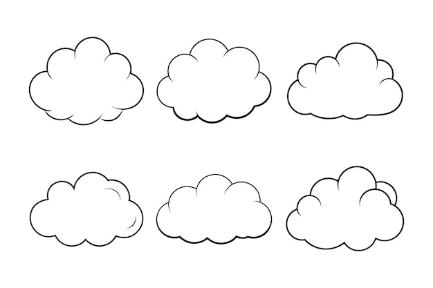 Przyciągająca ilustracja Cloud Line Art Vector Bundle Set dla grafiki cyfrowej i drukowanej