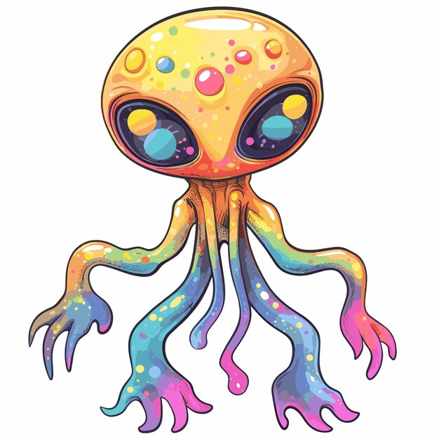 Plik wektorowy przyciągająca ilustracja wektorowa monster alien cartoon z tajemniczą obecnością