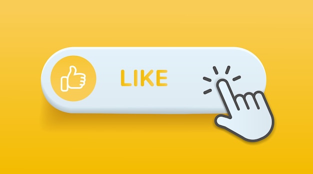 Przycisk 3D like z ikoną serca i strzałką dla interfejsu użytkownika, aplikacji mobilnej, strony internetowej, mediów społecznościowych, gier mobilnych