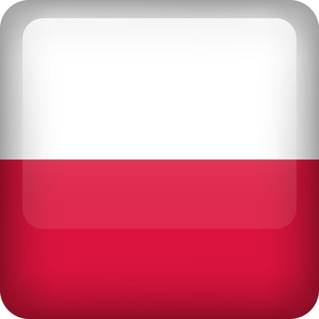 Przycisk Polskiej Flagi Kwadratowe Godło Polski Wektor Symbol Flagi Polski Kolory I Proporcje Są Prawidłowe