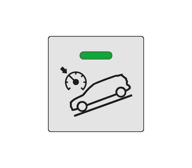 Przycisk znak systemu kontroli trendów. Znak kontroli systemu trakcji samochodu. Rysunek szkicu nowoczesnego samochodu.