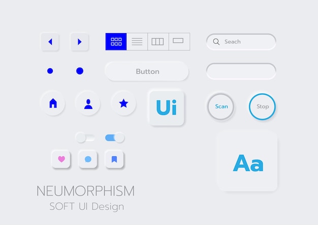 Przyciski 3D Neumorphic Soft UI Design 3D