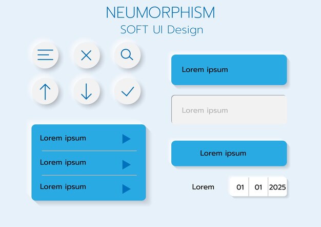 Przyciski 3D Neumorphic Soft UI Design 3D