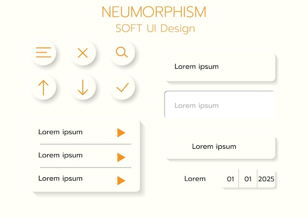 Przyciski 3D Neumorphic Soft UI Design 3D