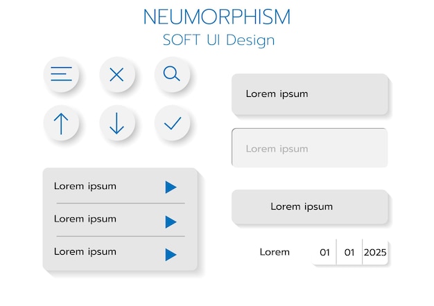 Przyciski 3D Neumorphic Soft UI Design 3D